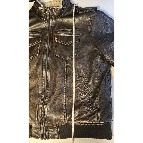 Levi Strauss & Co Brown Feaux Leather Sherpa Lined Zip Up Jacket Men's Size XL - Picture 7 of 12